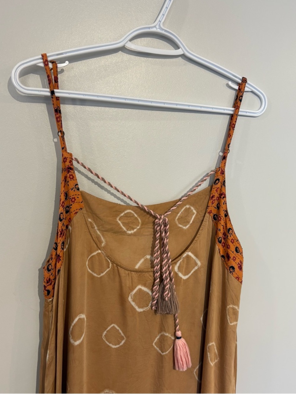 Anthropologie Dress Embroidered Neckline Modal Slip Dress Handkerchief Hem boho - Picture 5 of 9
